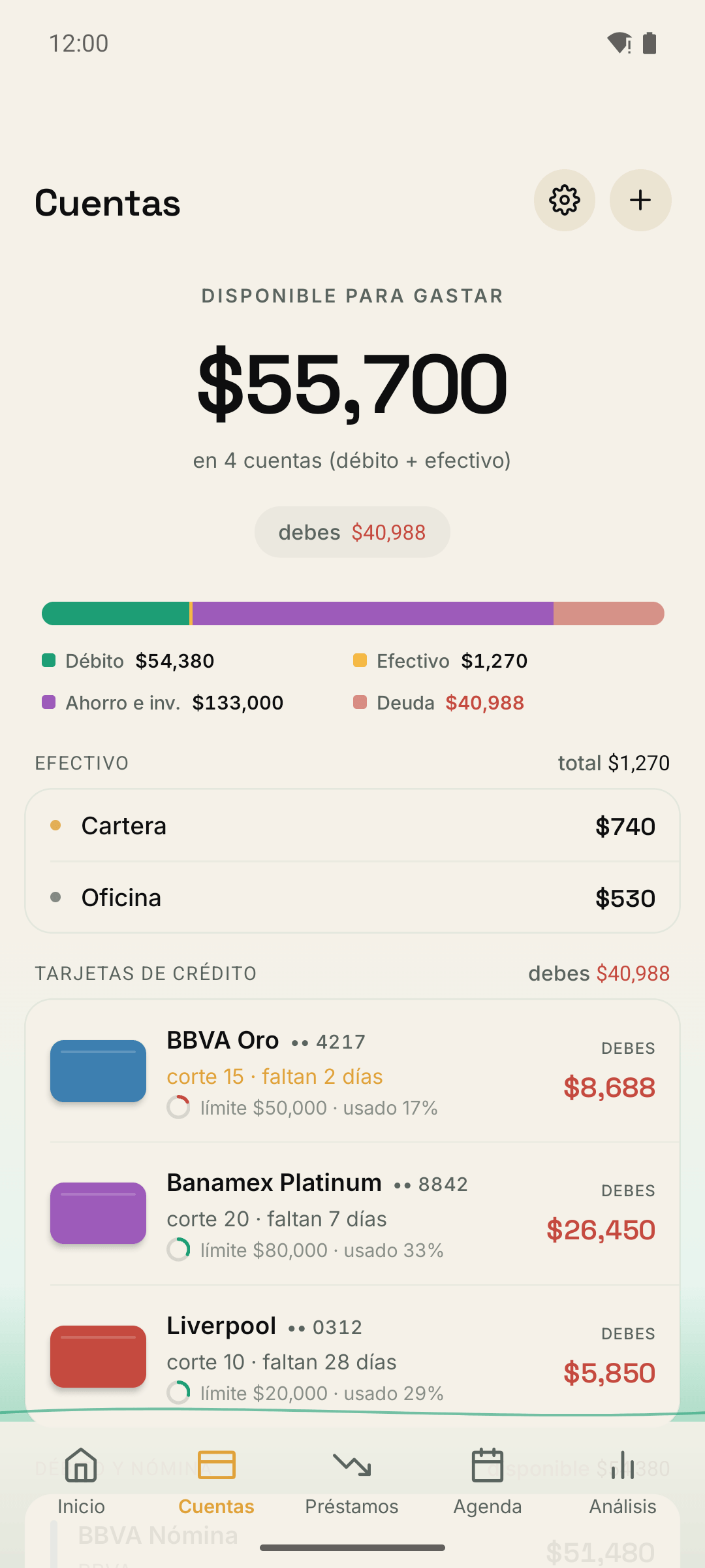 Lista de cuentas