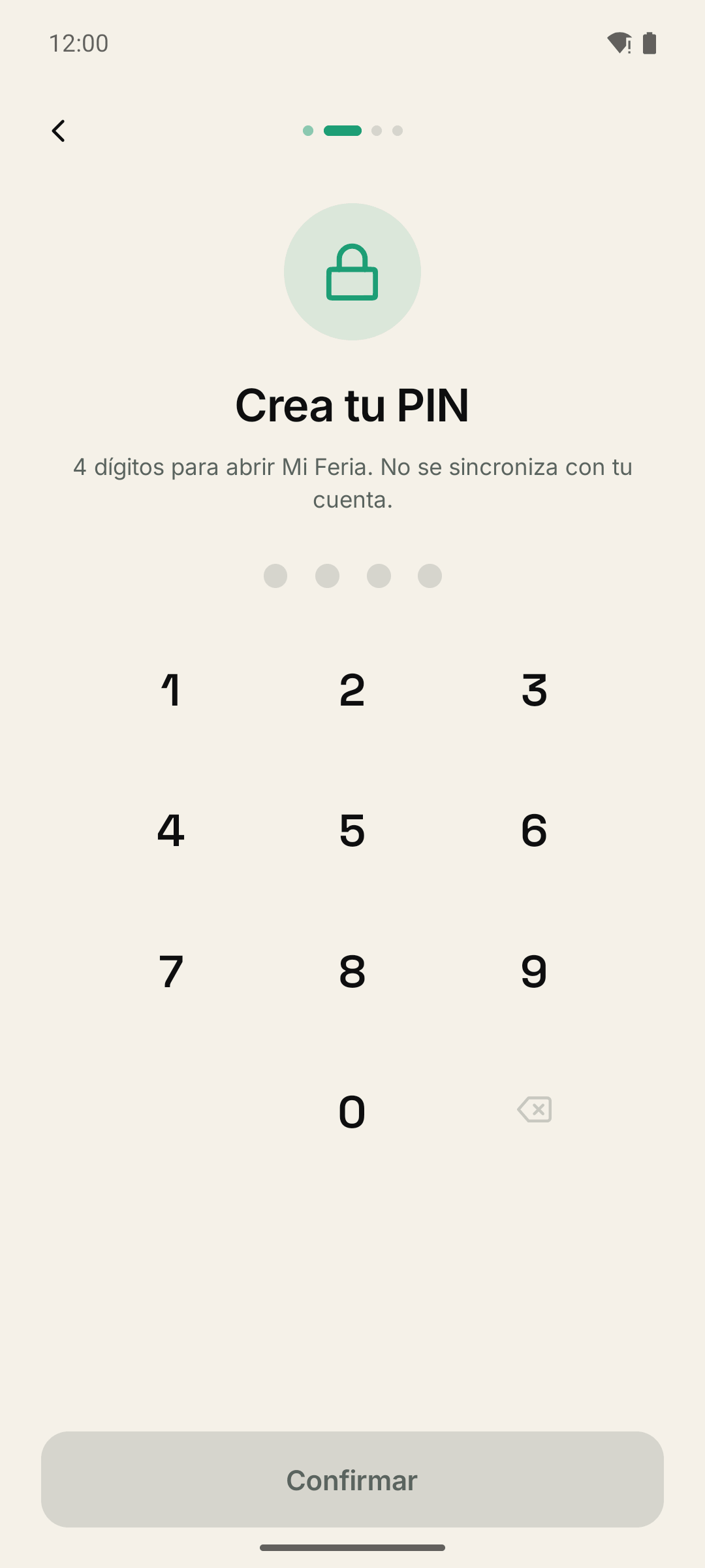 Creación de PIN de 4 dígitos